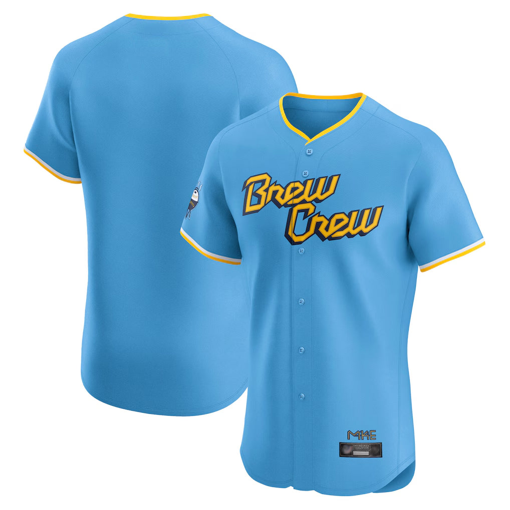 Davalo M.Brewers Blank Player Light Blue City Connect Home Limited Elite Stitched Jerseys