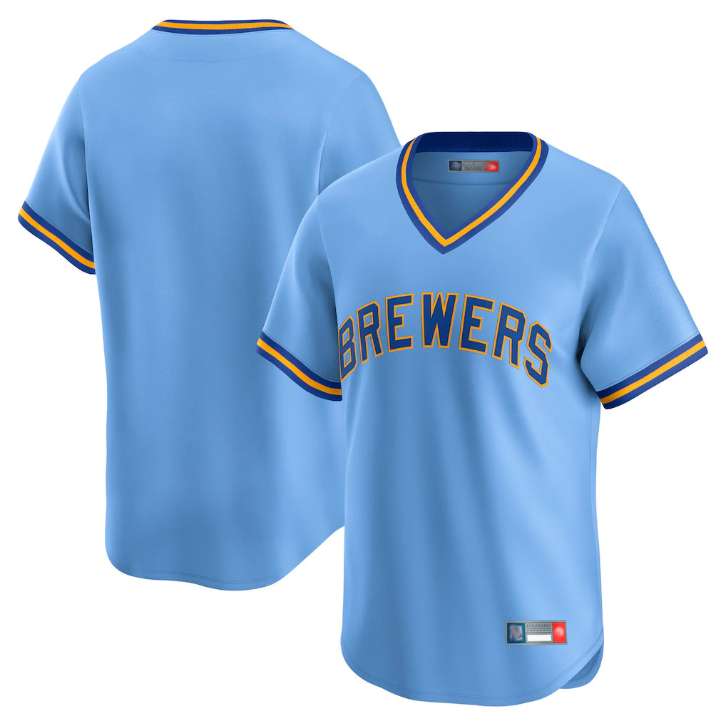 Davalo M.Brewers Blank Player Light Blue Cooperstown Collection T-shirt Stitched Jerseys