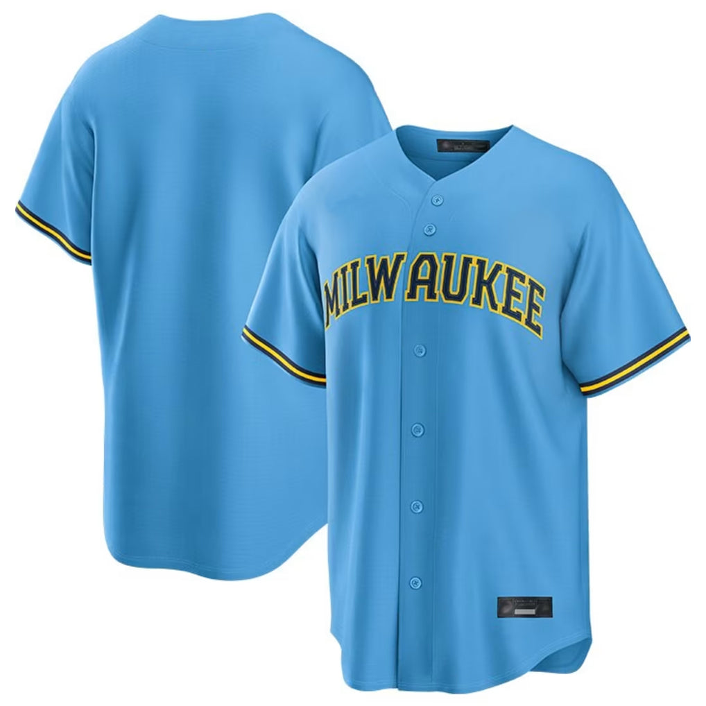 Davalo M.Brewers Blank Player Light Blue Road Stadium Game Stitched Jerseys