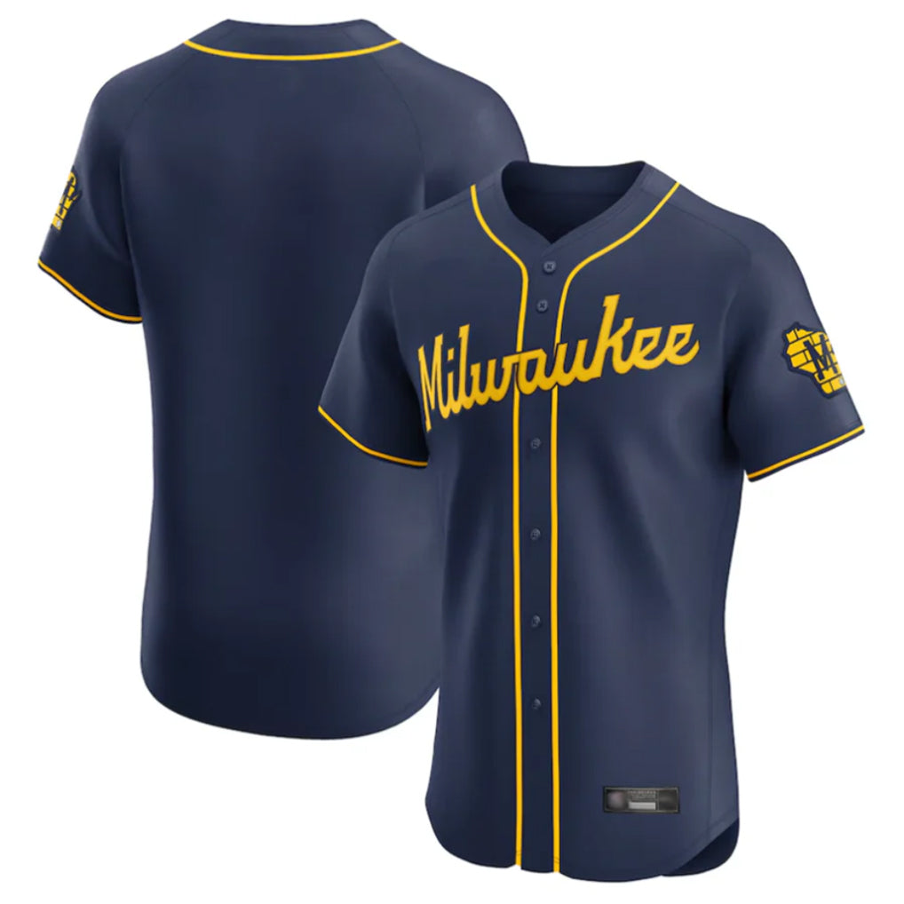 Davalo M.Brewers Blank Player Navy Home Limited Elite Stitched Jerseys