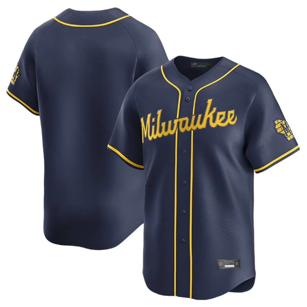 Davalo M.Brewers Blank Player Navy Home Limited Stitched Jerseys