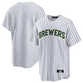 Davalo M.Brewers Blank Player White Stripes Home Game Stitched Jerseys