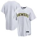 Davalo M.Brewers Blank Player White Stripes Home Limited Stitched Jerseys