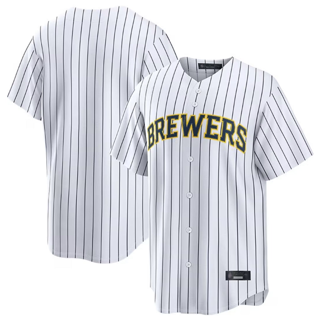 Davalo M.Brewers Blank Player White Stripes Home Limited Stitched Jerseys