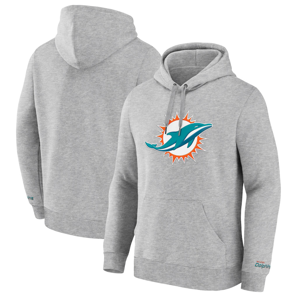 Davalo M.Dolphins Gray LOGO Pullover Hoodies Limited Blank Player Stitched Jerseys
