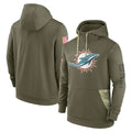 Davalo M.Dolphins Olive Salute to Service Pullover Hoodies Home Game Blank Player Stitched Jerseys