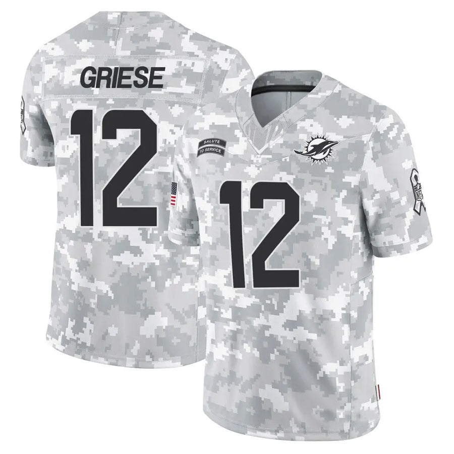 Davalo M.Dolphins #12 Bob Griese Player Arctic Camo Salute to Service Limited Stitched Jerseys
