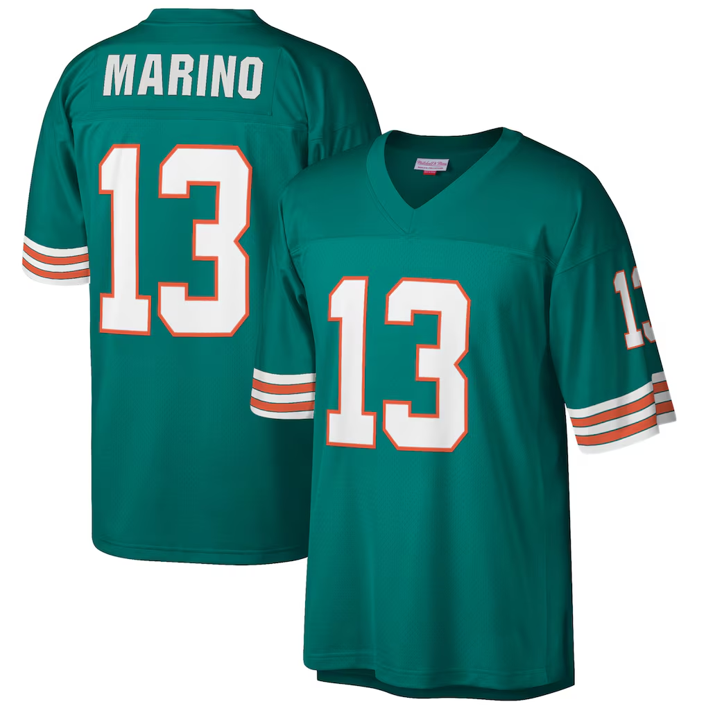 Davalo M.Dolphins #13 Dan Marino Mitchell & Ness Aqua Big & Tall 1984 Retired Player Replica Stitched Jerseys