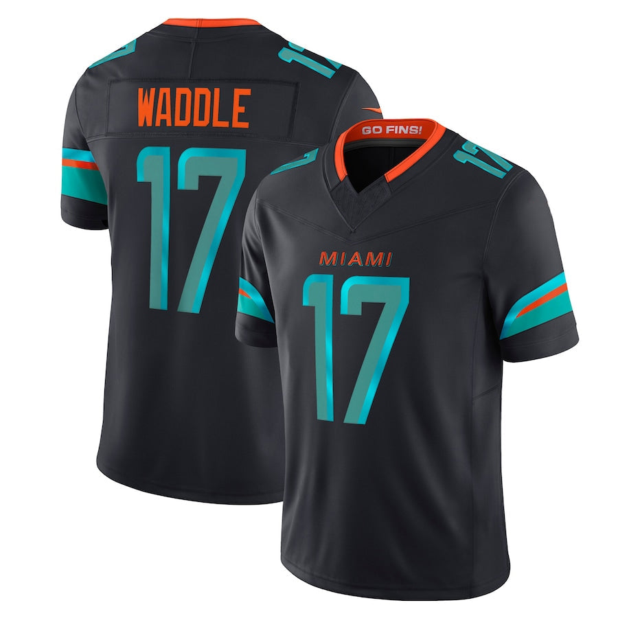 Davalo M.Dolphins #17 Jaylen Waddle Player Blue Rivalries Collection Vapor Limited Stitched Jerseys