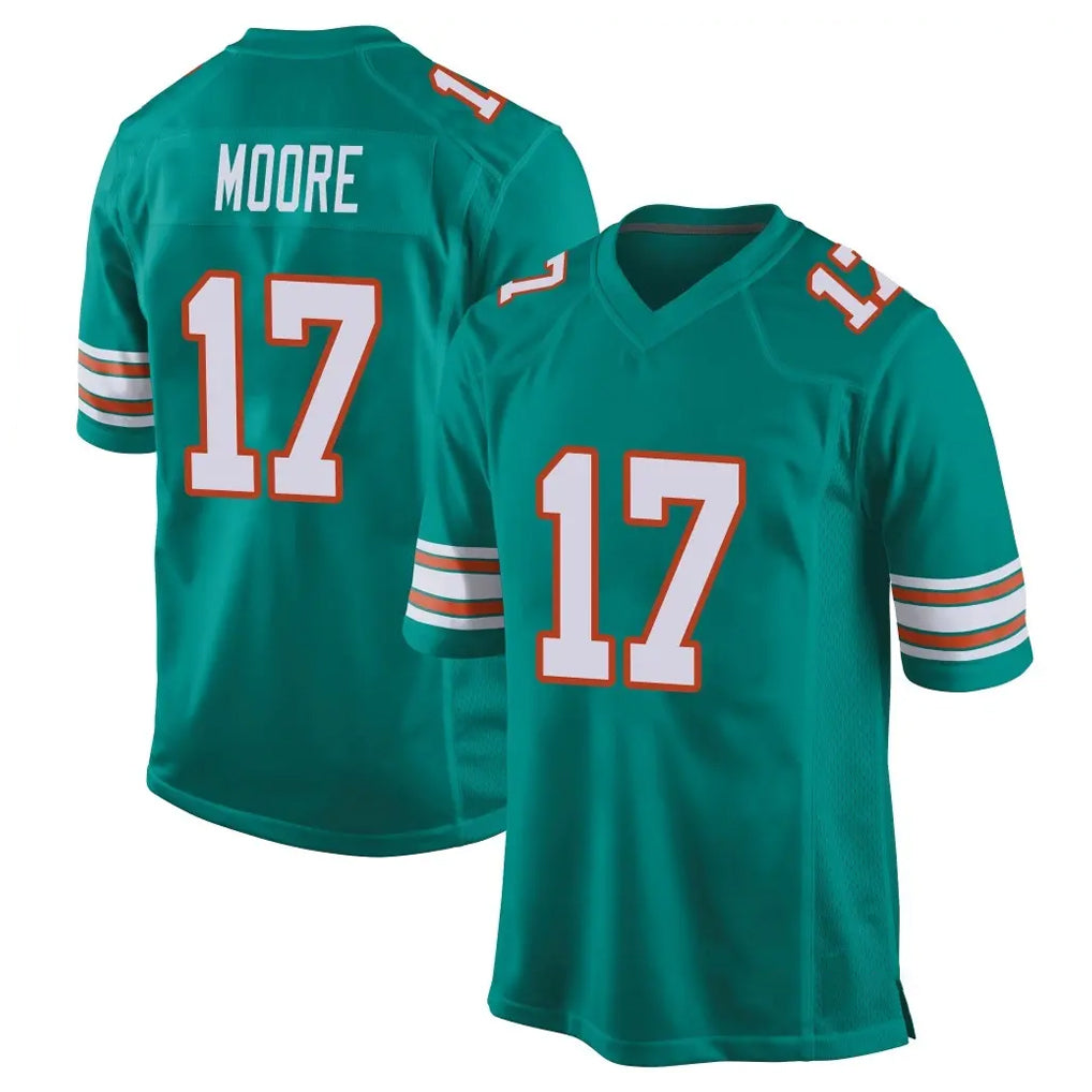 Davalo M.Dolphins #17 Trey Moore Player Aqua Alternate Home Game Stitched Jerseys