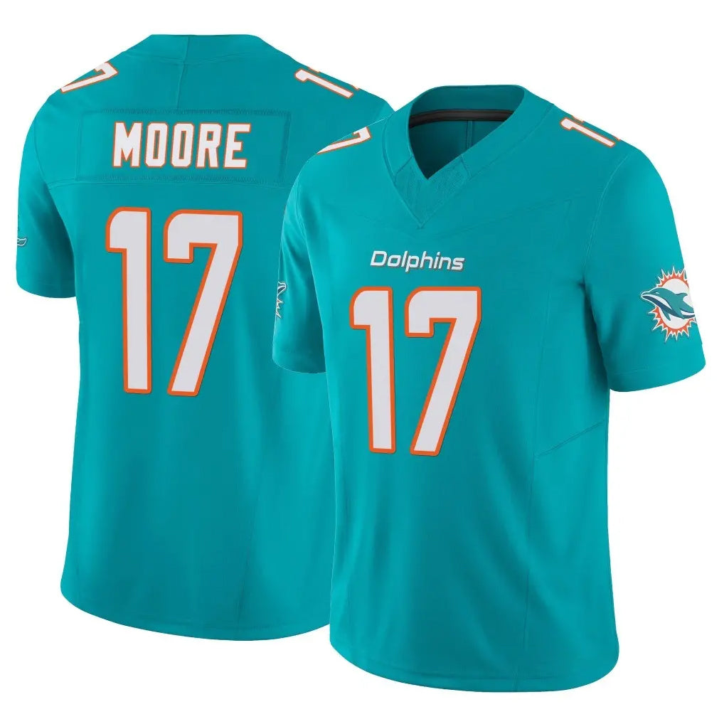 Davalo M.Dolphins #17 Trey Moore Player Aqua Limited Vapor F.U.S.E. Home Game Stitched Jerseys