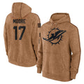 Davalo M.Dolphins #17 Trey Moore Player Brown Salute to Service Hoodies Limited Game Stitched Jerseys