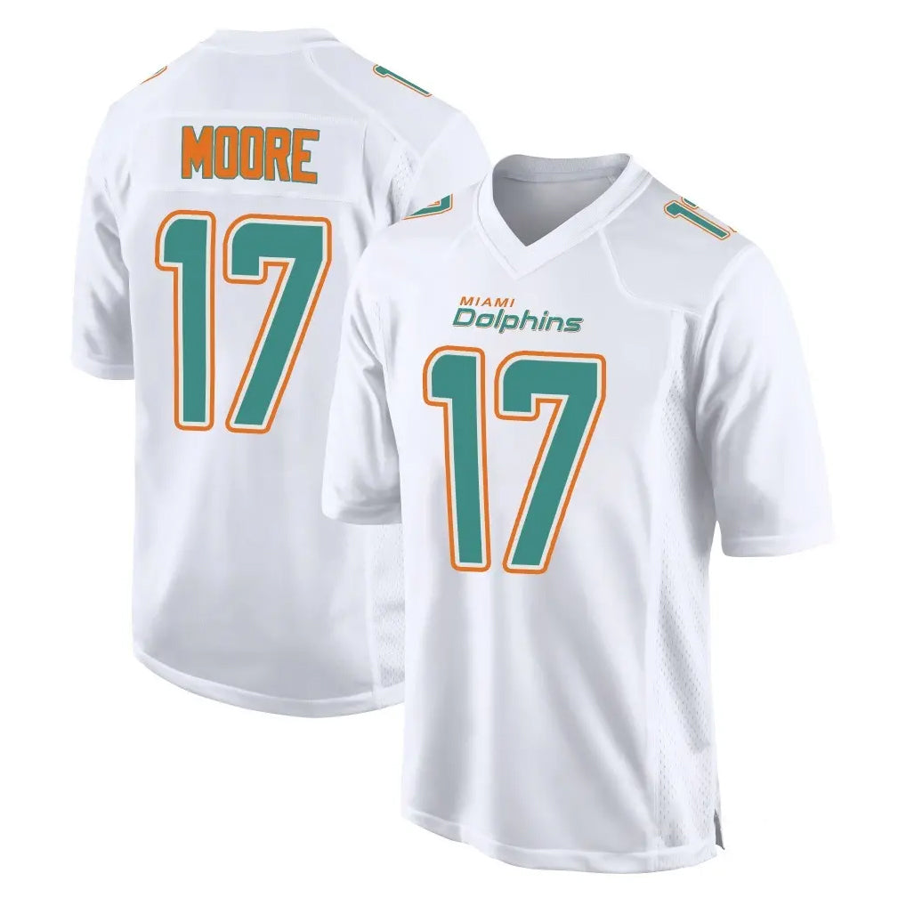 Davalo M.Dolphins #17 Trey Moore Player White Fashion Home Game Stitched Jerseys