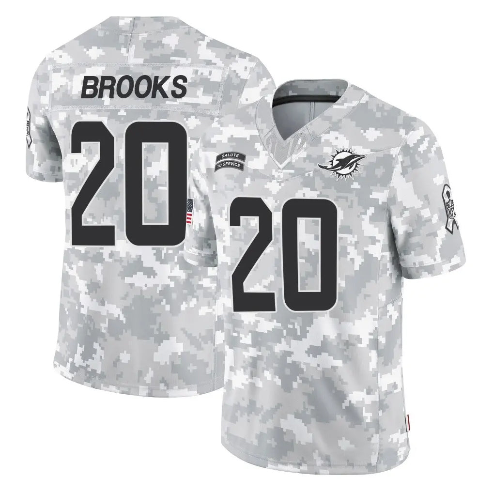 Davalo M.Dolphins #20 Jordyn Brooks Player Arctic Camo Salute To Service Limited Game Stitched Jerseys