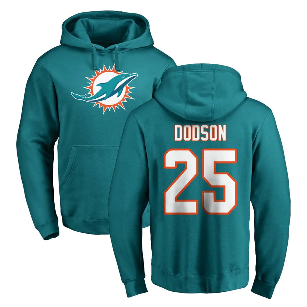 Davalo M.Dolphins #25 Tyrel Dodson Player Aqua LOGO Pullover Hoodies Limited Stitched Jerseys