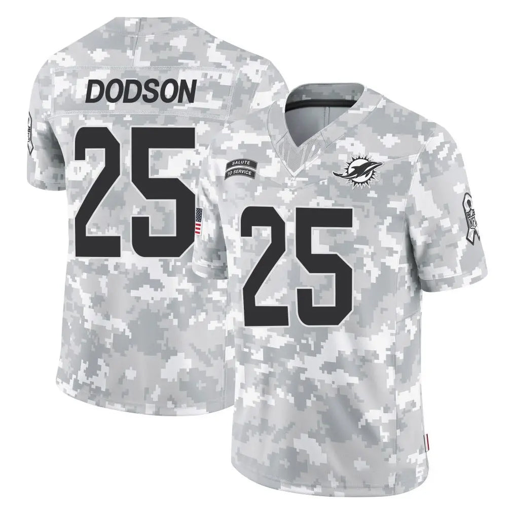 Davalo M.Dolphins #25 Tyrel Dodson Player Arctic Camo Salute To Service Limited Game Stitched Jerseys