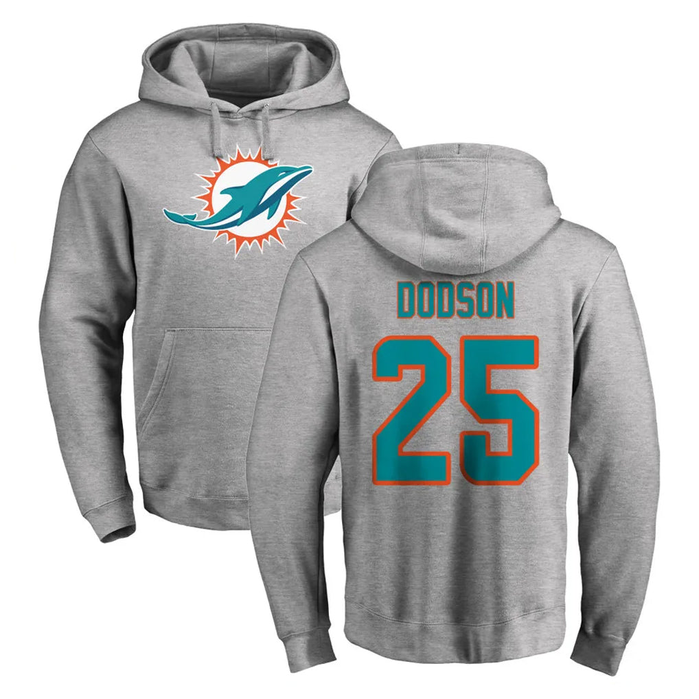 Davalo M.Dolphins #25 Tyrel Dodson Player Gray LOGO Pullover Hoodies Limited Stitched Jerseys