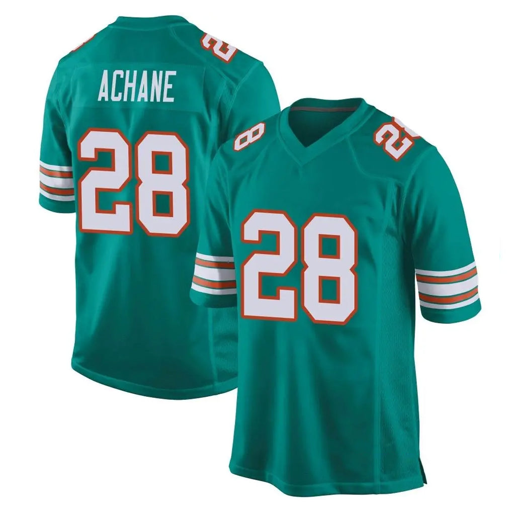 Davalo M.Dolphins #28 De'Von Achane Player Aqua Alternate Home Game Stitched Jerseys