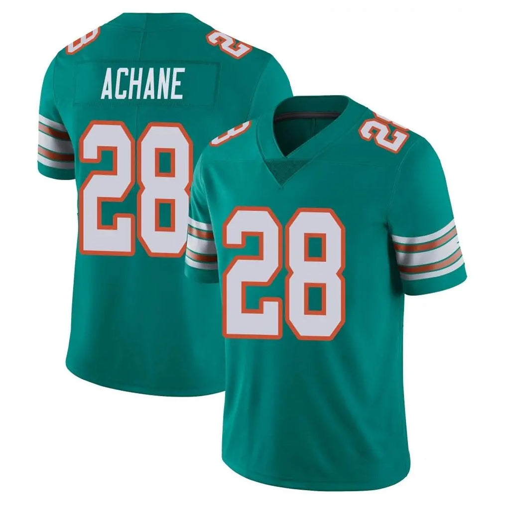 Davalo M.Dolphins #28 De'Von Achane Player Aqua Limited Alternate Vapor Untouchable Home Game Stitched Jerseys