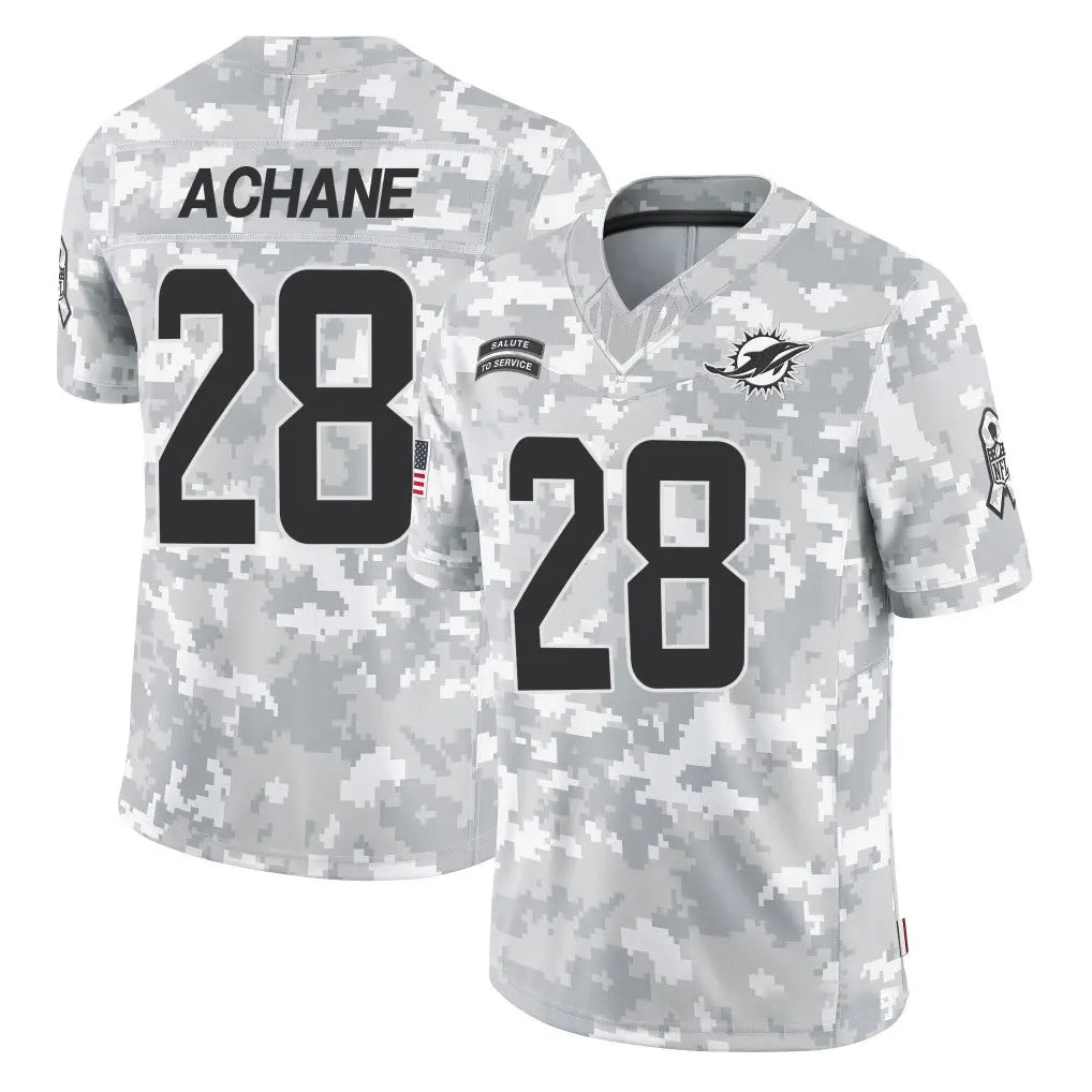 Davalo M.Dolphins #28 De'Von Achane Player Arctic Camo Salute To Service Limited Game Stitched Jerseys