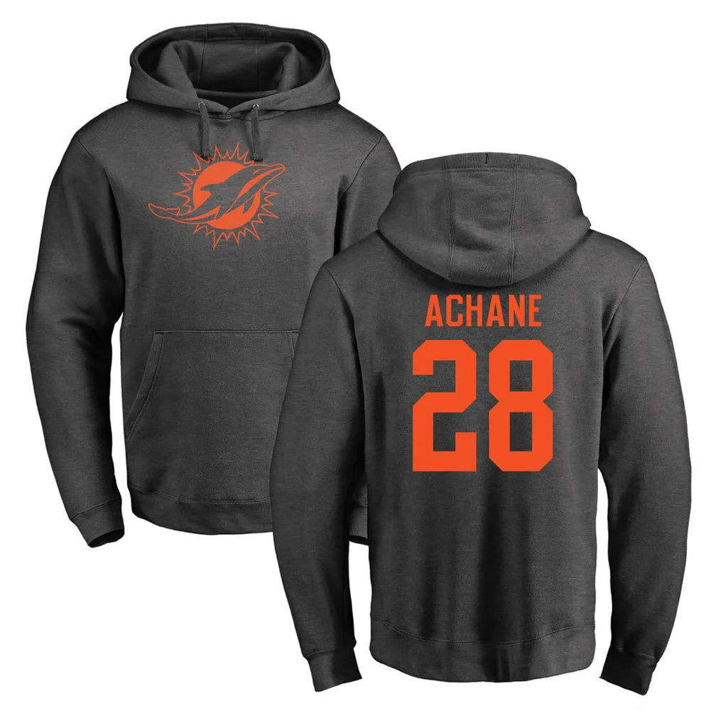 Davalo M.Dolphins #28 De'Von Achane Player Darkgray Pullover Hoodies Limited Stitched Jerseys
