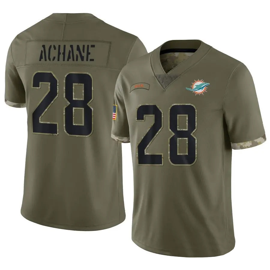 Davalo M.Dolphins #28 De??£¤Von Achane Player Salute To Service Olive Stitched Jerseys