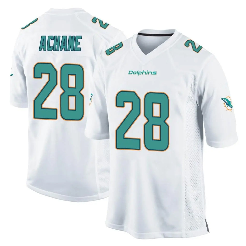 Davalo M.Dolphins #28 De'Von Achane Player White Home Game Stitched Jerseys