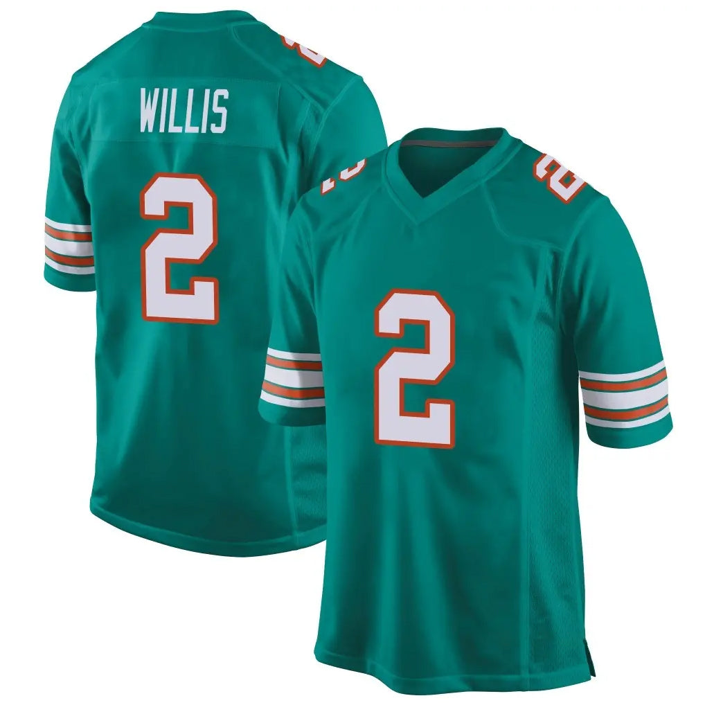 Davalo M.Dolphins #2 Malik Willis Player Aqua Alternate Home Game Stitched Jerseys