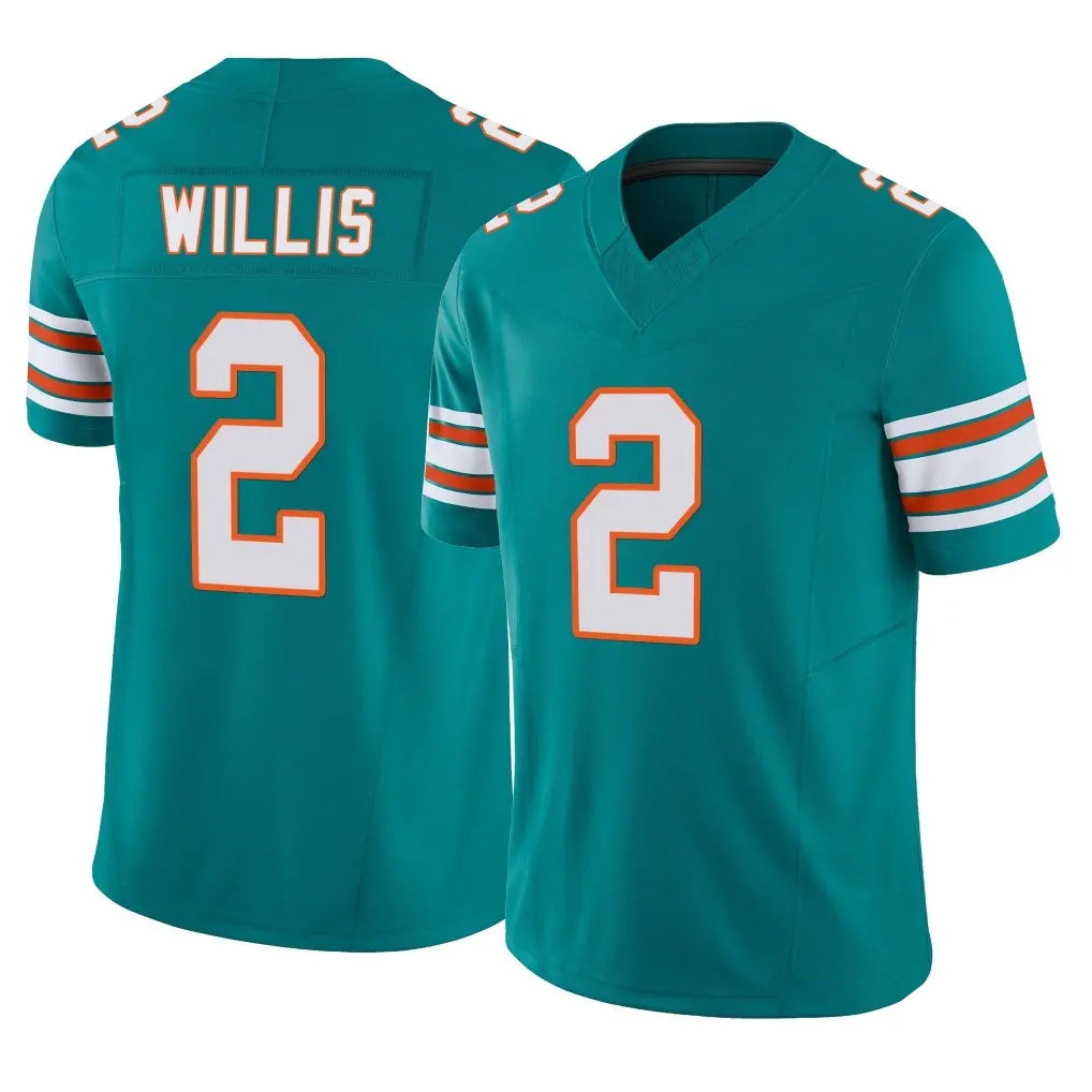 Davalo M.Dolphins #2 Malik Willis Player Aqua Limited Alternate Vapor F.U.S.E. Home Game Stitched Jerseys