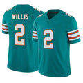 Davalo M.Dolphins #2 Malik Willis Player Aqua Limited Alternate Vapor F.U.S.E. Home Game Stitched Jerseys