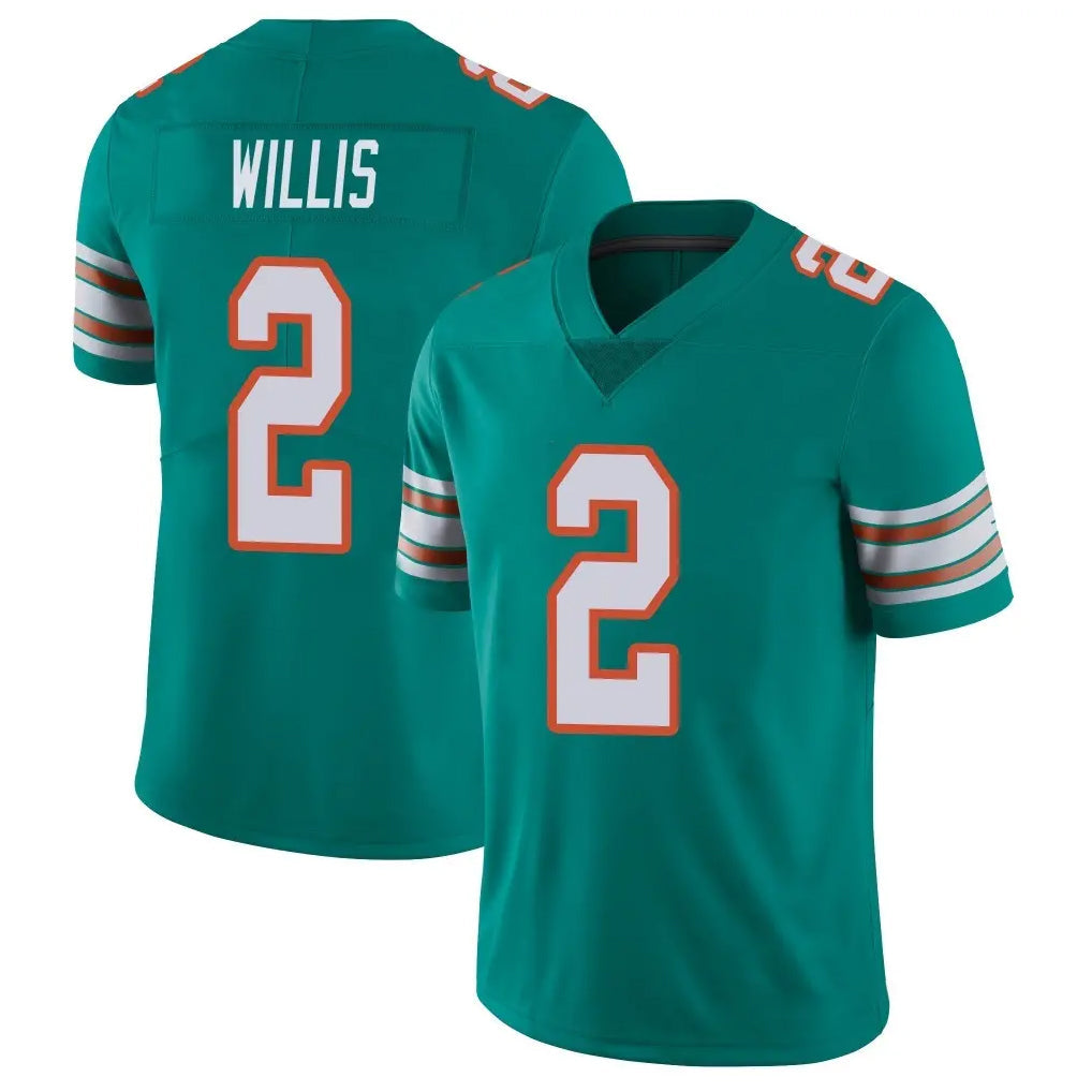 Davalo M.Dolphins #2 Malik Willis Player Aqua Limited Alternate Vapor Untouchable Home Game Stitched Jerseys