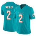 Davalo M.Dolphins #2 Malik Willis Player Aqua Limited Vapor F.U.S.E. Home Game Stitched Jerseys