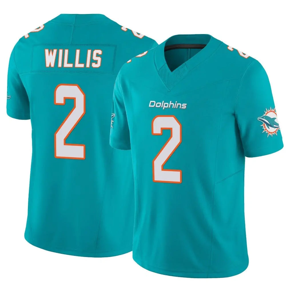 Davalo M.Dolphins #2 Malik Willis Player Aqua Limited Vapor F.U.S.E. Home Game Stitched Jerseys
