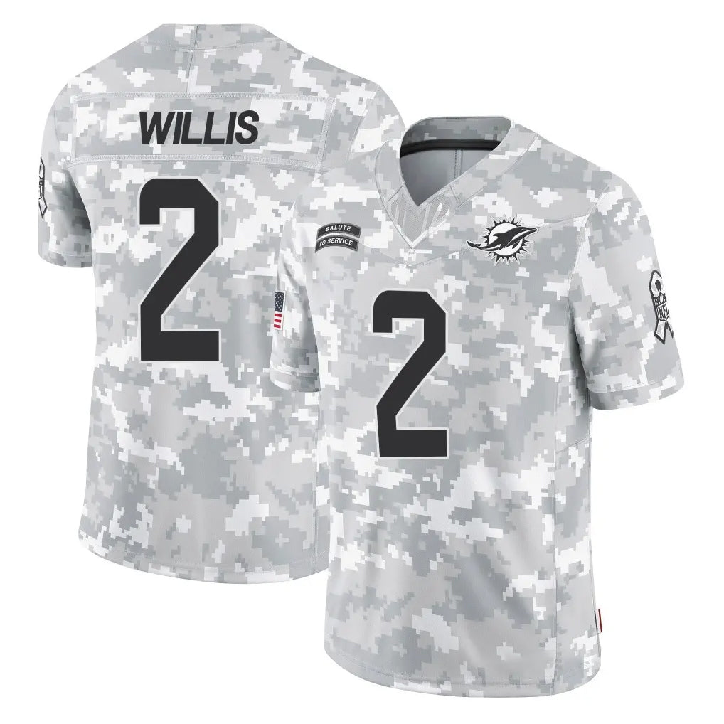 Davalo M.Dolphins #2 Malik Willis Player Arctic Camo Salute To Service Limited Game Stitched Jerseys