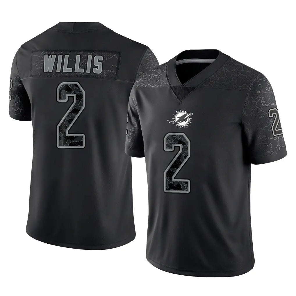 Davalo M.Dolphins #2 Malik Willis Player Black Reflective Limited Game Stitched Jerseys