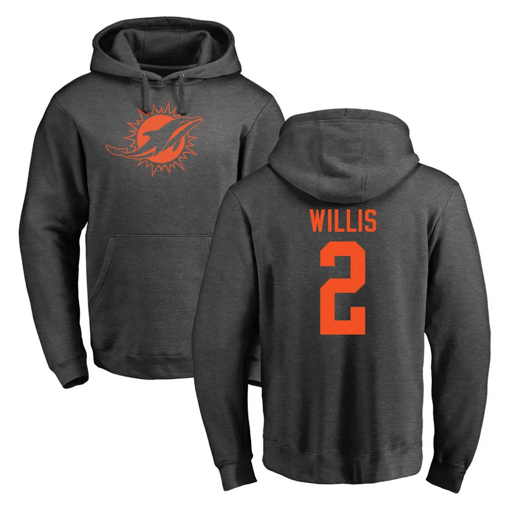 Davalo M.Dolphins #2 Malik Willis Player Darkgray Pullover Hoodies Limited Stitched Jerseys