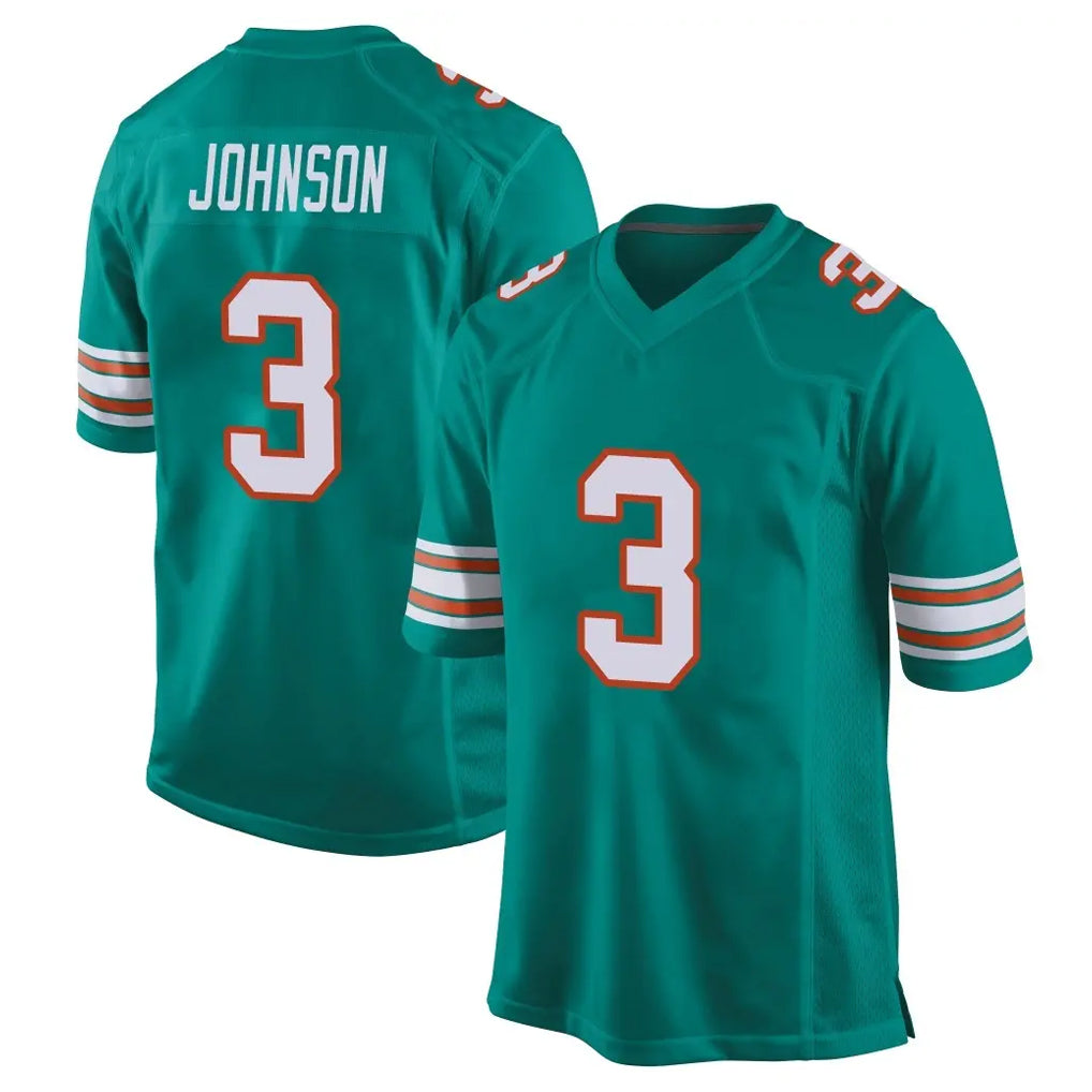 Davalo M.Dolphins #3 Chris Johnson Player Aqua Alternate Home Game Stitched Jerseys