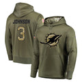 Davalo M.Dolphins #3 Chris Johnson Player Olive Salute to Service Pullover Hoodies Home Game Stitched Jerseys
