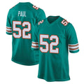Davalo M.Dolphins #52 Patrick Paul Player Aqua Alternate Home Game Stitched Jerseys