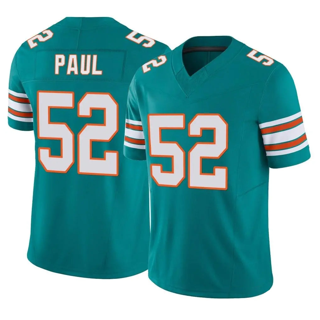 Davalo M.Dolphins #52 Patrick Paul Player Aqua Limited Alternate Vapor F.U.S.E. Home Game Stitched Jerseys