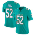 Davalo M.Dolphins #52 Patrick Paul Player Aqua Limited Vapor Untouchable Home Game Stitched Jerseys