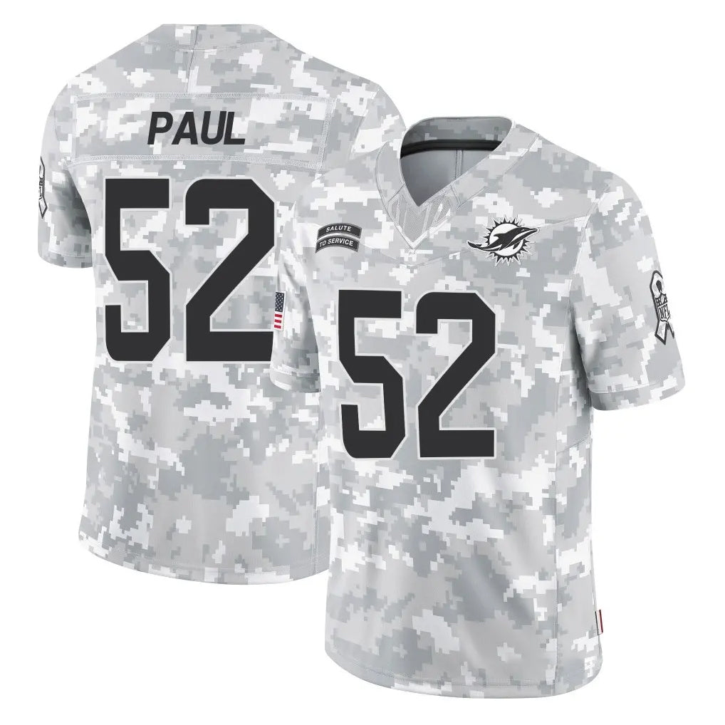Davalo M.Dolphins #52 Patrick Paul Player Arctic Camo Salute To Service Limited Game Stitched Jerseys