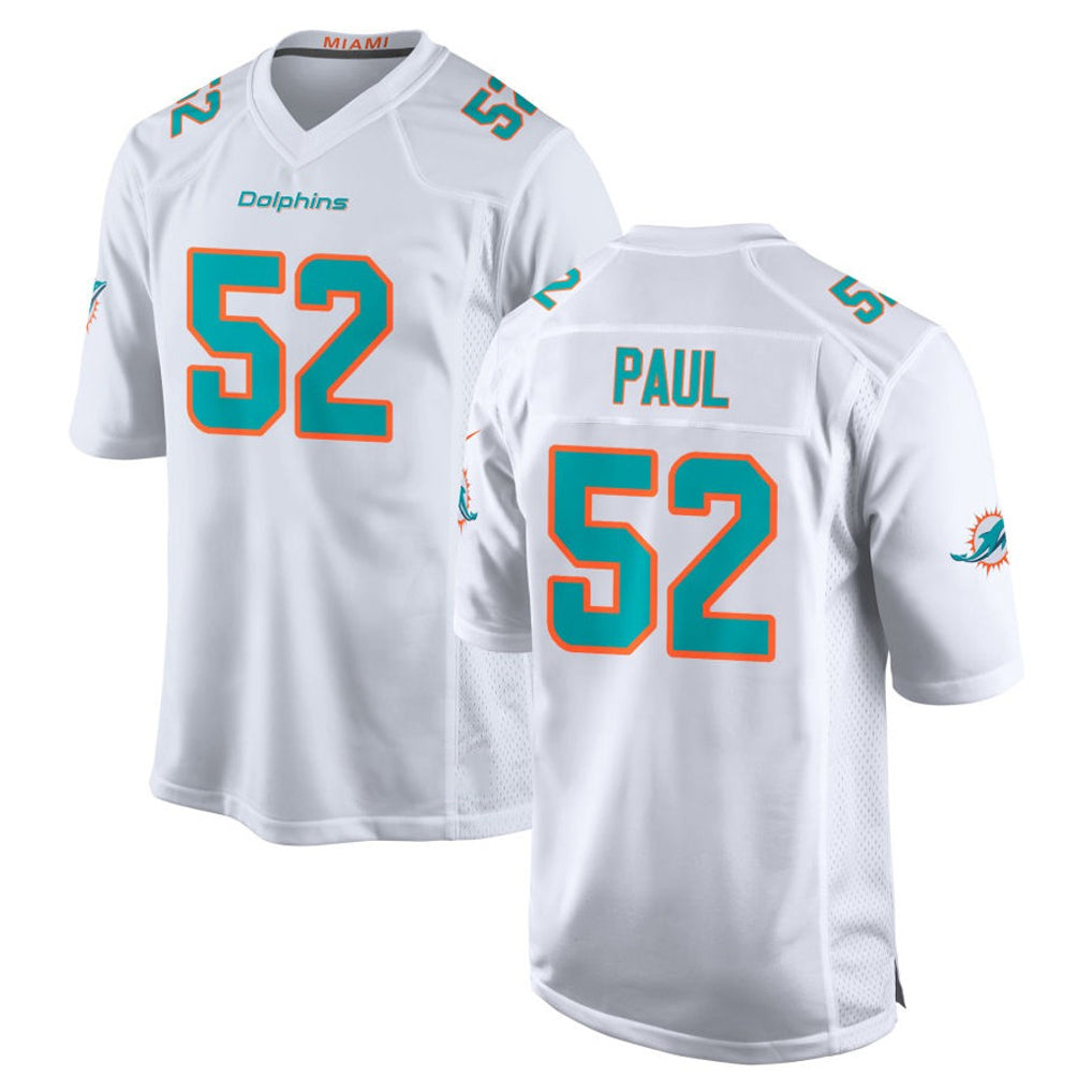 Davalo M.Dolphins #52 Patrick Paul Player White Limited Home Game Stitched Jerseys
