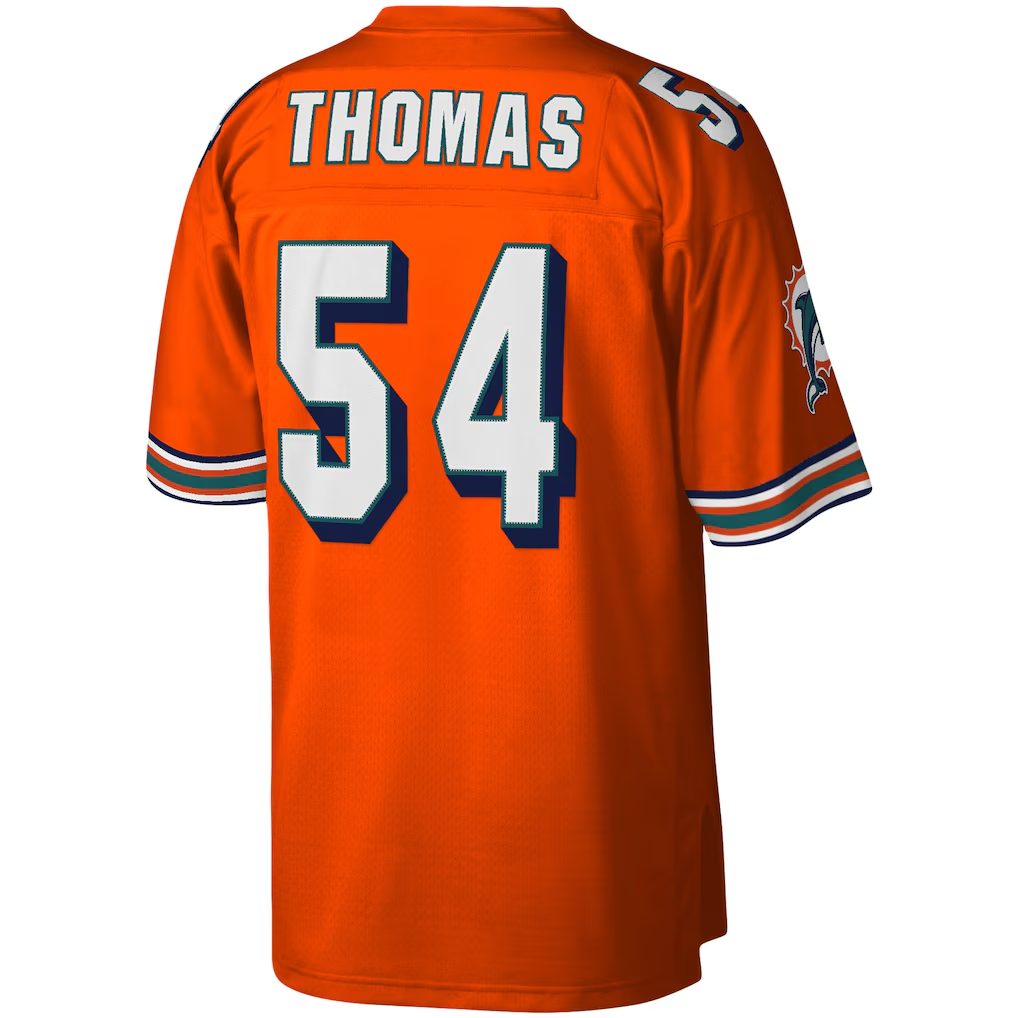 Davalo M.Dolphins #54 Zach Thomas Mitchell & Ness Orange Legacy Replica Stitched Puhic Jersey