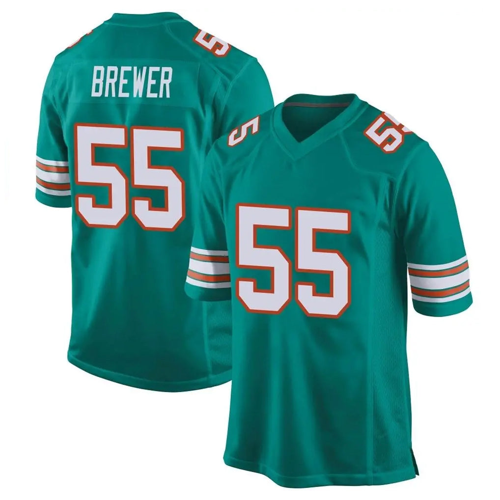 Davalo M.Dolphins #55 Aaron Brewer Player Aqua Alternate Home Game Stitched Jerseys