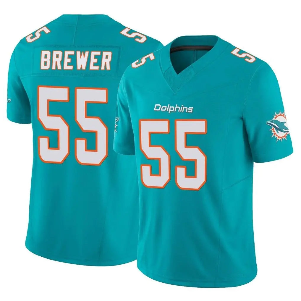 Davalo M.Dolphins #55 Aaron Brewer Player Aqua Limited Vapor F.U.S.E. Home Game Stitched Jerseys