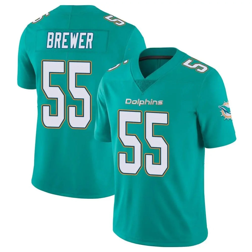 Davalo M.Dolphins #55 Aaron Brewer Player Aqua Limited Vapor Untouchable Home Game Stitched Jerseys