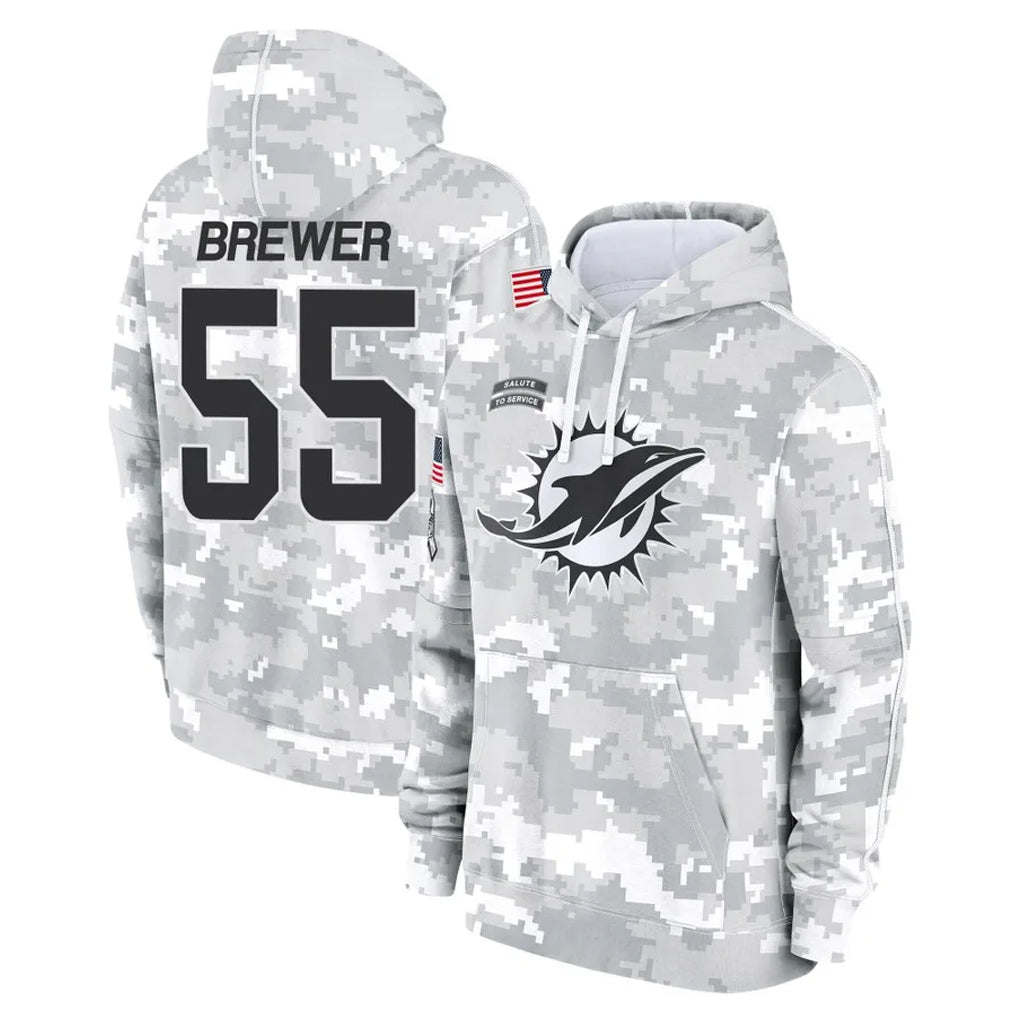 Davalo M.Dolphins #55 Aaron Brewer Player Arctic Camo Salute to Service Hoodies Limited Game Stitched Jerseys