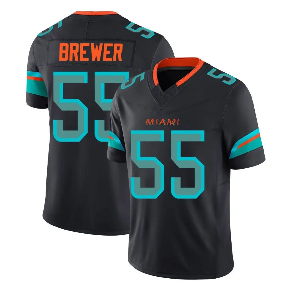 Davalo M.Dolphins #55 Aaron Brewer Player Black Limited Pitch Rivalries Collection Home Game Stitched Jerseys