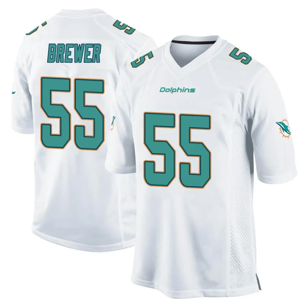 Davalo M.Dolphins #55 Aaron Brewer Player White Home Game Stitched Jerseys